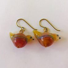 Load image into Gallery viewer, Quirky Earrings with Handmade Glass Bird Beads by Jan Cahill