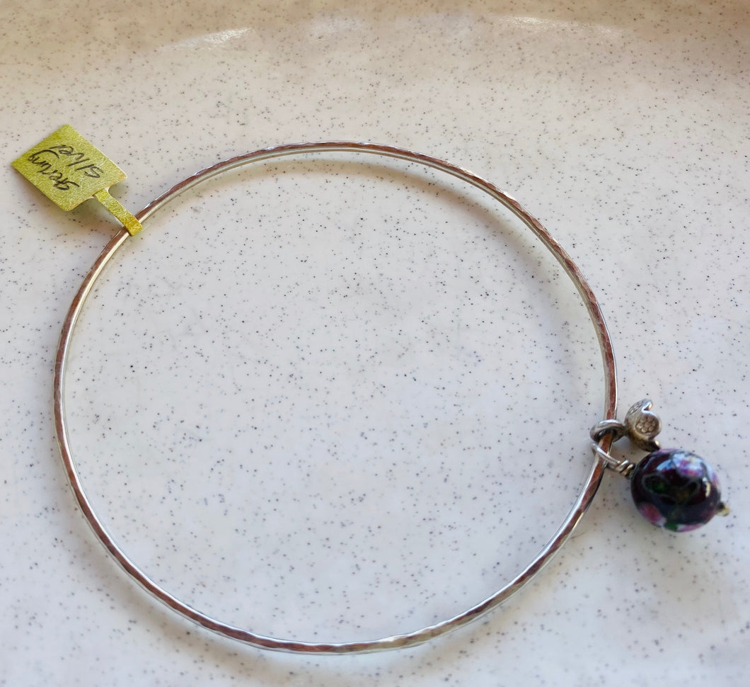Silver Bangle with Enamel & Silver Charms by Gabby Malpas