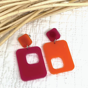 Holley Earrings - Reverse Crimson and Orange by Skitty Kitty