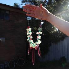 Load image into Gallery viewer, Prehnite and Vintage Chandelier Glass Bead Necklace by Kari Banick