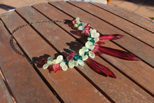 Load image into Gallery viewer, Prehnite and Vintage Chandelier Glass Bead Necklace by Kari Banick