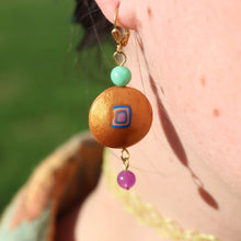 Load image into Gallery viewer, Gold Polymer Clay, Amethyst & Jade Earrings