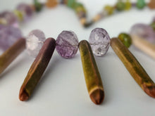 Load image into Gallery viewer, Unique Necklace of Sea Urchin Spines, Ametrine, Amethyst, Turquoise, Jade &amp; Wood

