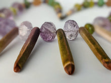 Load image into Gallery viewer, Unique Necklace of Sea Urchin Spines, Ametrine, Amethyst, Turquoise, Jade & Wood