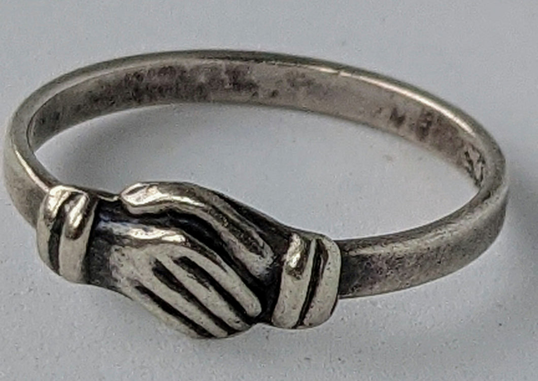 Sterling Silver Hands Clasped Friendship Ring