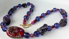 Load image into Gallery viewer, Raw Amethyst, Amethyst Bead, Purple Jade, &amp; Glass Bead Necklace
