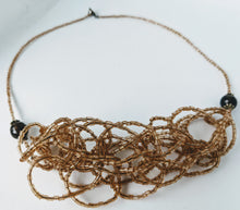 Load image into Gallery viewer, Champagne Seed &amp; Purple Faceted Bead Sparkly Knot Necklace

