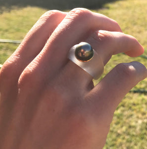 Vintage Gold, Tahitian Pearl and Resin Ring by Dallas James Power.