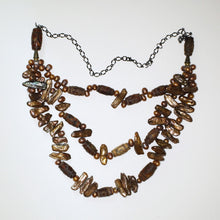 Load image into Gallery viewer, Three Strand Necklace with Vintage Tibetan Beads and Pearls by Kari Banick