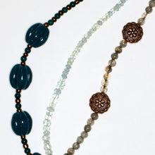 Load image into Gallery viewer, Aquamarine, Copper, Glass and Labradorite Necklace