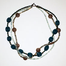 Load image into Gallery viewer, Aquamarine, Copper, Glass and Labradorite Necklace