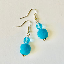 Load image into Gallery viewer, Beautiful Blue Faceted Glass Earrings by Christine Smalley