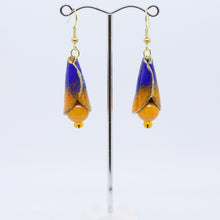 Load image into Gallery viewer, Stylish Orange and Dark Blue Enamel Earrings by Australian Artist Jan Rietdyk