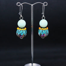 Load image into Gallery viewer, Striking Blue and Orange Earrings with Glass Beads by Regis Teixera