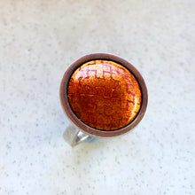 Load image into Gallery viewer, Glowing Orange Enamel Ring by Barbara Ryman