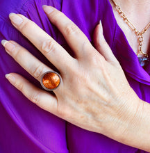 Load image into Gallery viewer, Glowing Orange Enamel Ring by Barbara Ryman