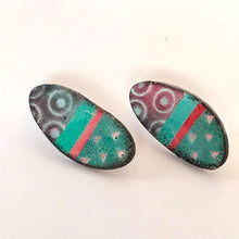 Load image into Gallery viewer, Coral and Turquoise Polymer Clay Studs by Wendy Moore
