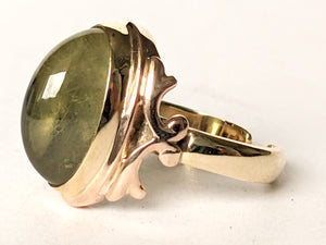 Gold Ring with Green Amethyst Prasiolite Gemstone