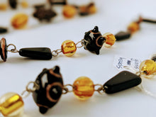Load image into Gallery viewer, Black and Amber Coloured Murano Glass Beaded Necklace by Chris Smalley
