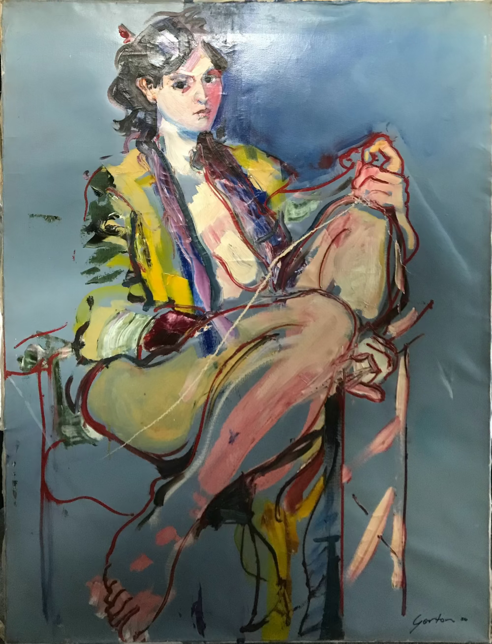 'Girl In A Golden Gown' 1986 Oil Painting 91x77cm | Stephen Gorton