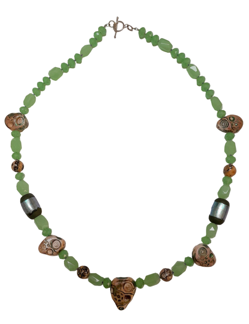 Facetted Glass Beads with Handmade Polymer Clay Beads Necklace