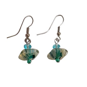 Handmade Seamist and Sand Glass with Crystal Drop Earrings | Beads by Liz DeLuca