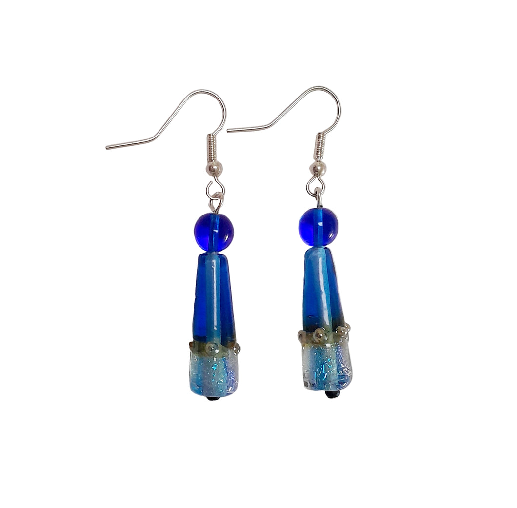 Handmade Sapphire Blue with Topaz Balls Glass Beads by Liz DeLuca