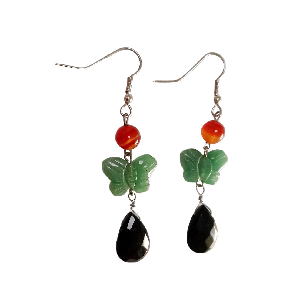 Handmade Earrings With Gems Agate Butterfly