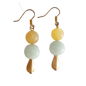 Semi Precious Amazonite and Agate Gem Stone Earrings