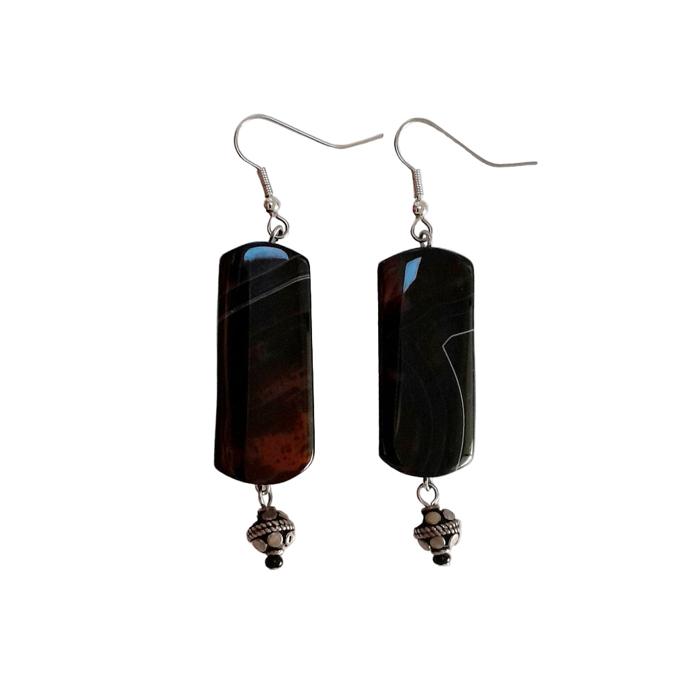 Handmade Earrings With Gems Lace Agate