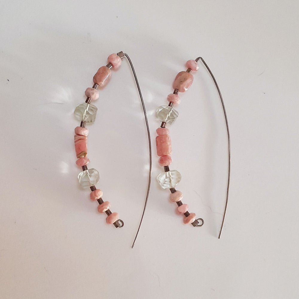 Handmade Earrings With Gems Facetted Rhodonite