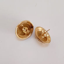 Load image into Gallery viewer, 1980s Tigers Eye and Gold Stud Earrings
