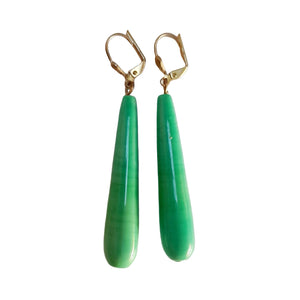 Venetian Deco Drop Green Lampwork Glass Earrings