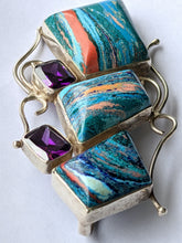 Load image into Gallery viewer, Exotic Pendant With Jasper And Violet Iolite Gemstones
