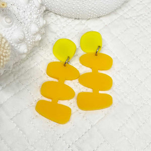 Bambam Earrings (Medium) - Lemon and Dark Yellow by Skitty Kitty