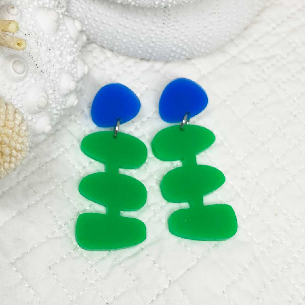 Bambam Earrings (Medium) - Blue and Green by Skitty Kitty