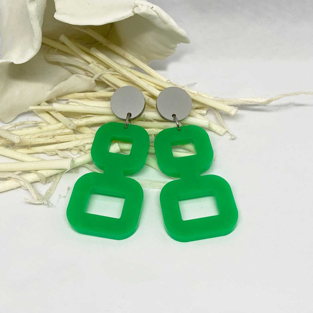 Bebe Silver Earbutton and Green Shape