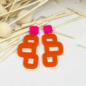 Bobby Hot Pink Earbutton and Orange Shape