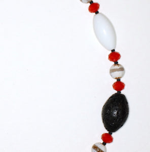 Glass, Agate and Lavastone Neck Piece