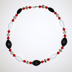 Glass, Agate and Lavastone Neck Piece