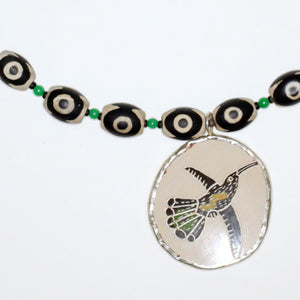 New Mexico Pueblo Ceramic Bird Pendant Necklace