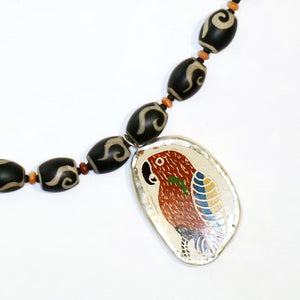 New Mexico Pueblo Bird Ceramic Pendant Necklace