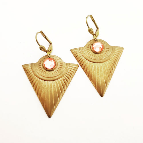 Femme Earrings Deco Arrow Swarovski Peach