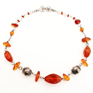 Facetted Amber and Sterling Silver Necklac