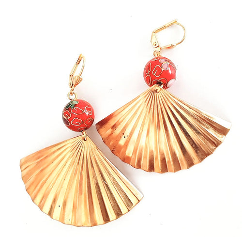 Boho Earring Fan Cloissonne