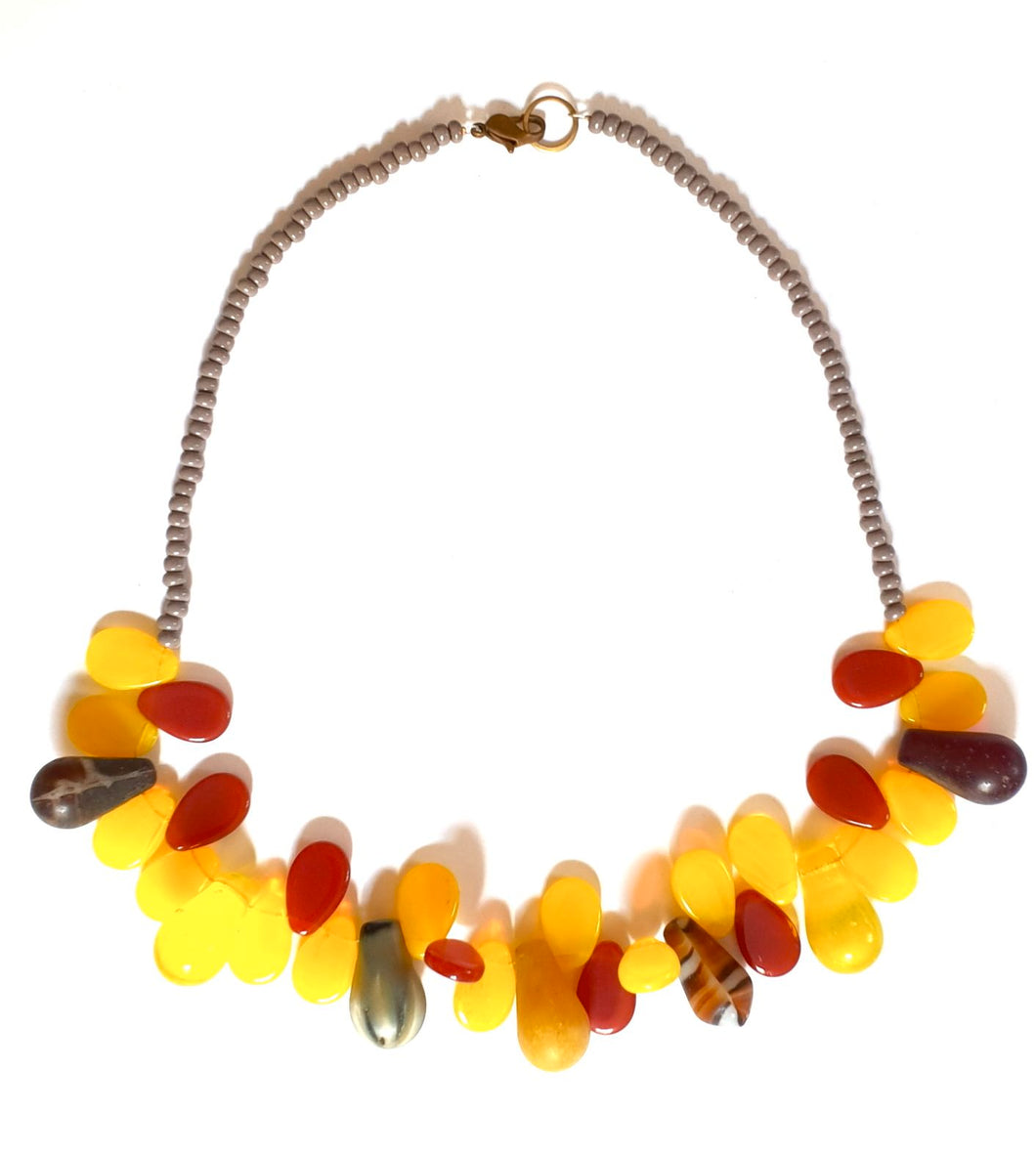 African Trade Bead Necklace Yellow Carnelian
