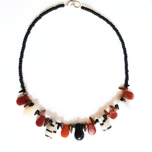 African Trade Bead Necklace Brown