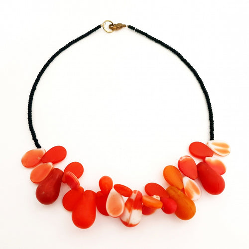 African Trade Bead Necklace Orange