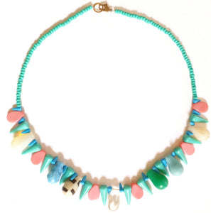 African Trade Bead Necklace Pastels