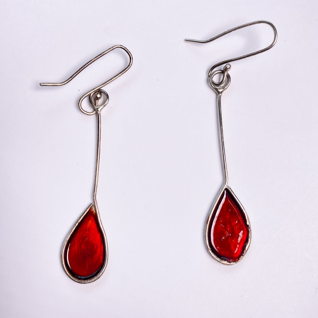 Red Drop Earrings by Diane Connal